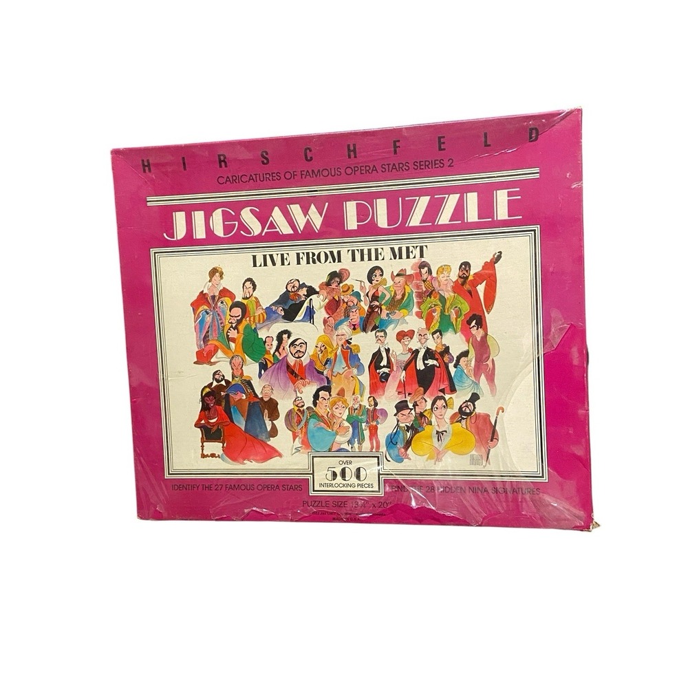 Vintage 1982 Hirschfeld Live From The Met Caricatures-2 500 Piece Puzzle Sealed